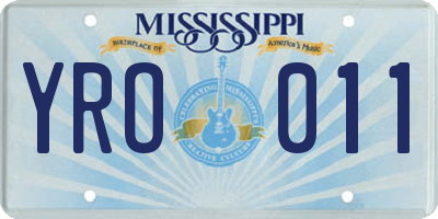 MS license plate YRO011