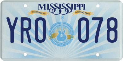 MS license plate YRO078