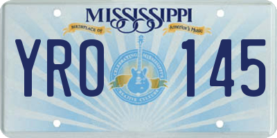 MS license plate YRO145