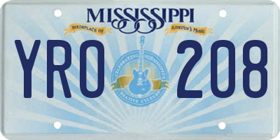 MS license plate YRO208