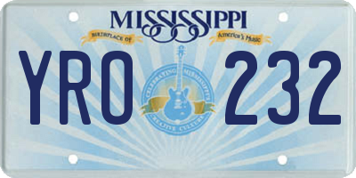 MS license plate YRO232