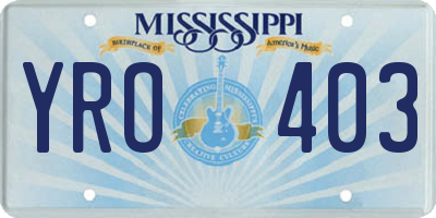 MS license plate YRO403