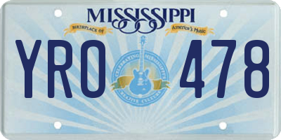 MS license plate YRO478
