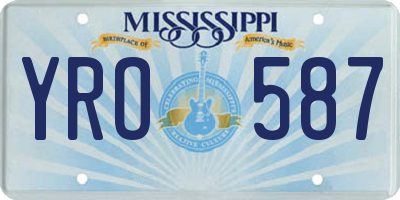 MS license plate YRO587