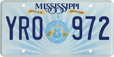 MS license plate YRO972