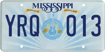MS license plate YRQ013
