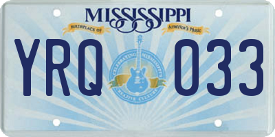MS license plate YRQ033