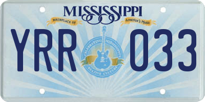 MS license plate YRR033