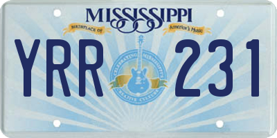 MS license plate YRR231