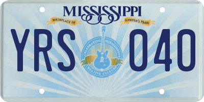 MS license plate YRS040