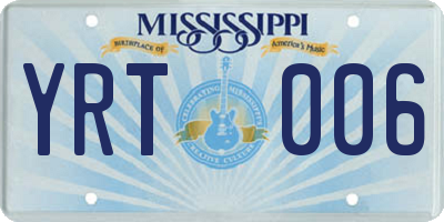 MS license plate YRT006
