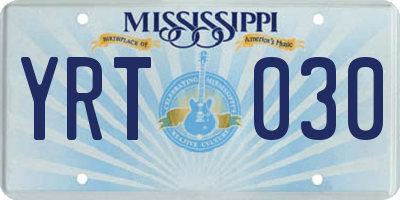 MS license plate YRT030