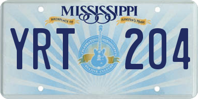 MS license plate YRT204