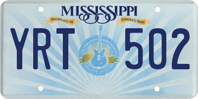 MS license plate YRT502