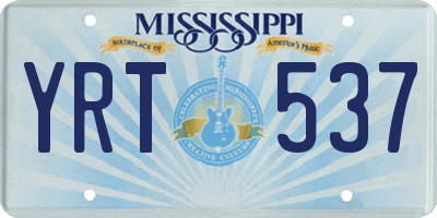 MS license plate YRT537