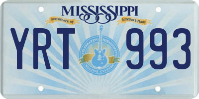 MS license plate YRT993