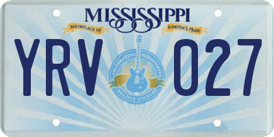 MS license plate YRV027