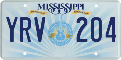 MS license plate YRV204
