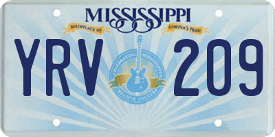 MS license plate YRV209