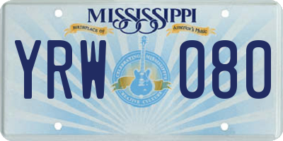 MS license plate YRW080