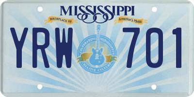 MS license plate YRW701