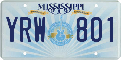 MS license plate YRW801