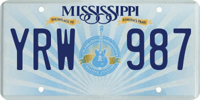MS license plate YRW987