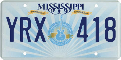 MS license plate YRX418