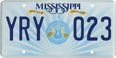 MS license plate YRY023