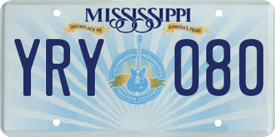 MS license plate YRY080