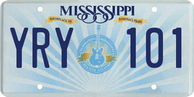 MS license plate YRY101