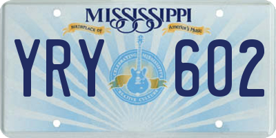 MS license plate YRY602