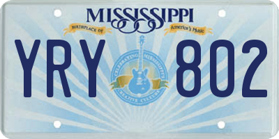 MS license plate YRY802