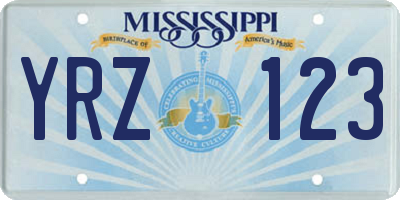 MS license plate YRZ123