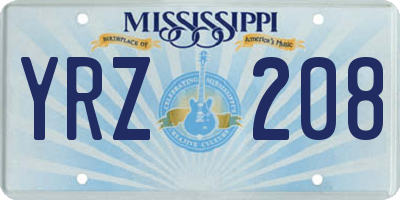 MS license plate YRZ208