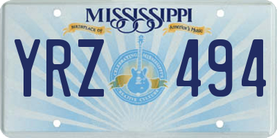 MS license plate YRZ494