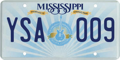 MS license plate YSA009