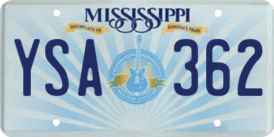 MS license plate YSA362