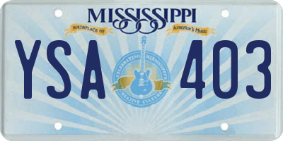 MS license plate YSA403