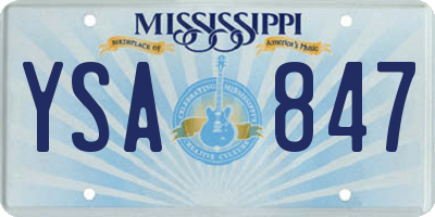 MS license plate YSA847