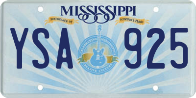 MS license plate YSA925