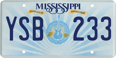 MS license plate YSB233