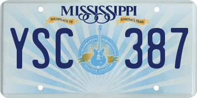 MS license plate YSC387