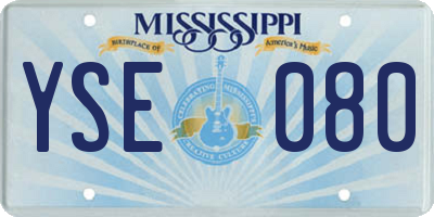 MS license plate YSE080