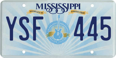 MS license plate YSF445