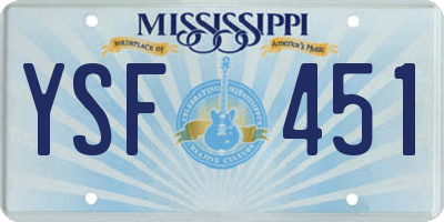 MS license plate YSF451