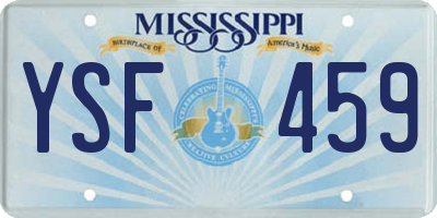 MS license plate YSF459