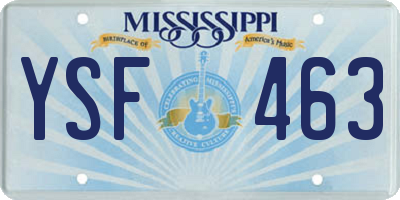 MS license plate YSF463