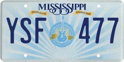 MS license plate YSF477