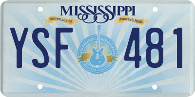 MS license plate YSF481